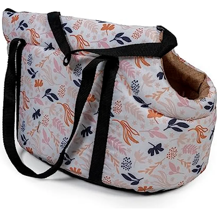 Duvoplus Transporttasche Breezy 40 x 20 x 23 cm, Weiß - Gemütliche Hundetasche mit Tragegriffen und Halsbandhalterung