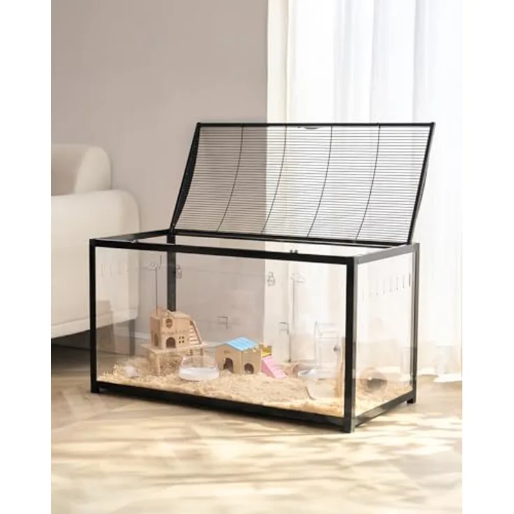 VEVOR Hamsterkäfig 360°-Sicht, transparenter Kleintierkäfig mit belüftetem Design, 96x47x55 cm, inkl. Vordertür, für Hamster, Ratten und Meerschweinchen