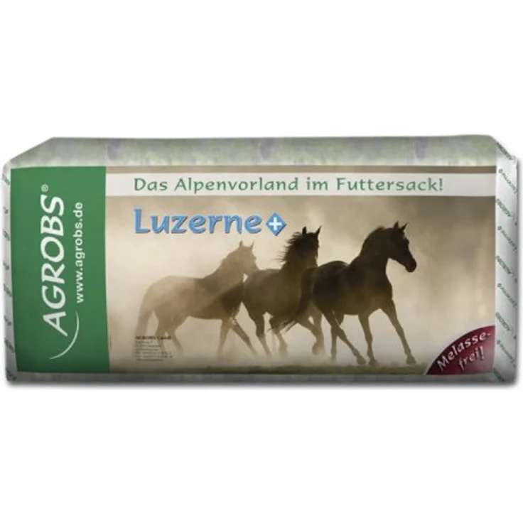Agrobs Luzerne+, 15 kg Pferdefutter für Sport- und Zuchtpferde, stärke- und zuckerempfindlich, langsame Futteraufnahme – Bild 1