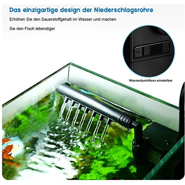 Forever Speed Aquarium Pumpe, Innenfilter mit 450 L/h Leistung und 2-Stufen-Reinigung, für Aquarien bis 60L – Bild 5