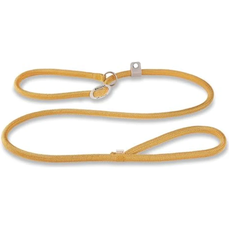 Wolters Moxonleine K2 Nylon Hundeleine Aqua, Kombination aus Führleine und Halsband, curry gelb, 13mm, waschbar, Zugbegrenzung durch Metallstopper – Bild 2