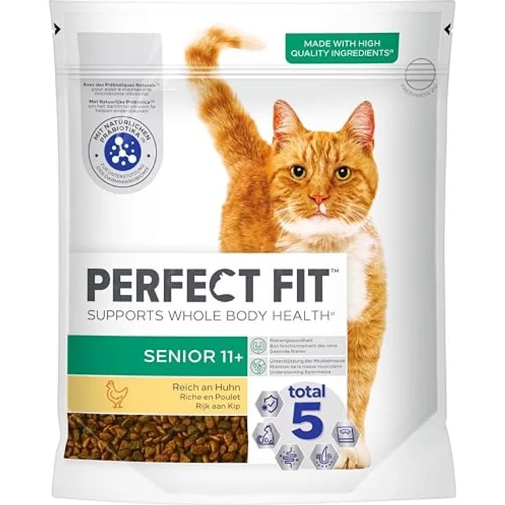Perfect Fit Senior Trockenfutter für Katzen ab 11 Jahren, Huhn, 750g (6 Beutel) - Unterstützt gesunde Haut, Fellpflege und Harnwege – Bild 2