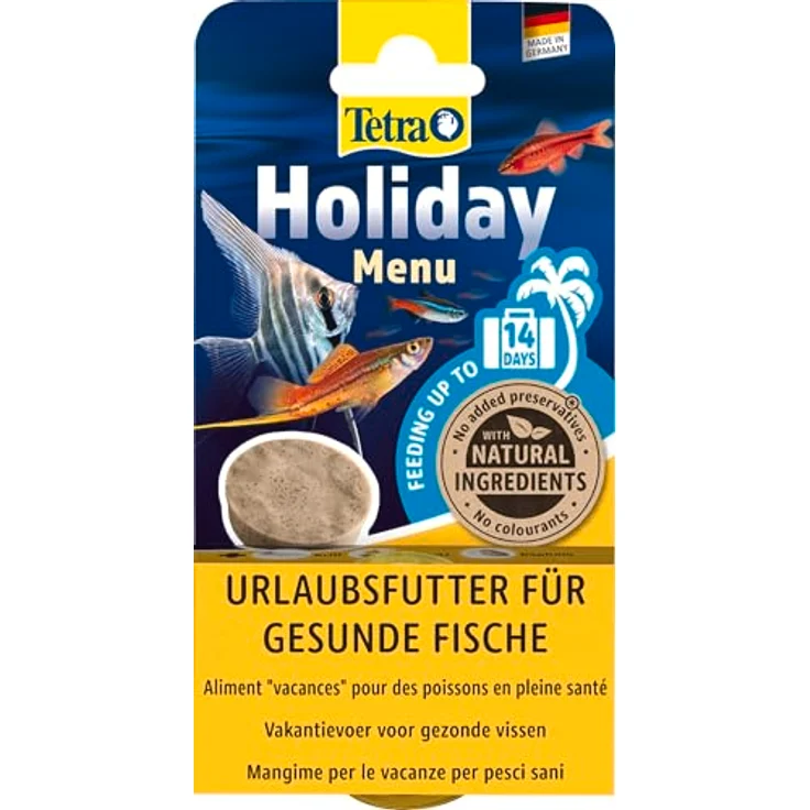 Tetra Holiday Menu, Gelfutterblock für Zierfische mit Krill, Pellets und Daphnia, abwechslungsreiche Ernährung für bis zu 14 Tage, 30g – Bild 1