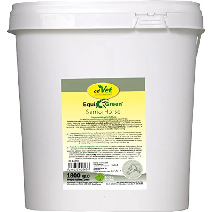 cdVet EquiGreen SeniorHorse – Revitalisierendes Ergänzungsfuttermittel für ältere Pferde mit essentiellen Vitaminen & Mineralien zur Unterstützung von Leber und Nieren, 1 kg