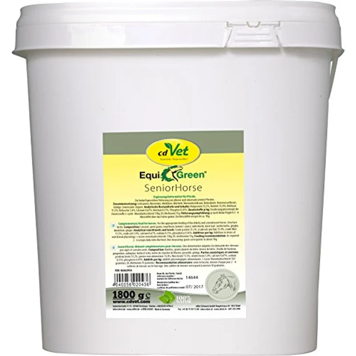 cdVet EquiGreen SeniorHorse – Revitalisierendes Ergänzungsfuttermittel für ältere Pferde mit essentiellen Vitaminen & Mineralien zur Unterstützung von Leber und Nieren, 1 kg – Bild 1