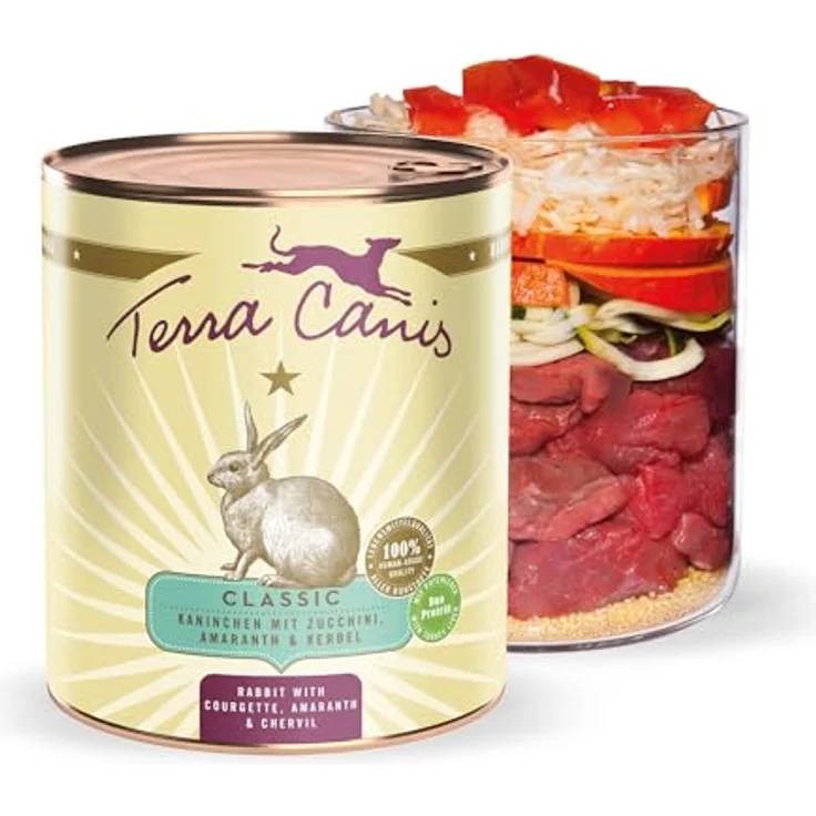 Terra Canis Kaninchen, Zucchini & Amaranth - Classic Nassfutter, 800g I Premium Hundefutter in 100% Lebensmittelqualität, allergen- & getreidearm, glutenfrei – Bild 1