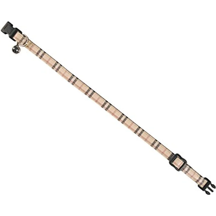 Nobby Katzenhalsband Tartan, beige, verstellbar mit Sicherheitsverschluss und Glöckchen