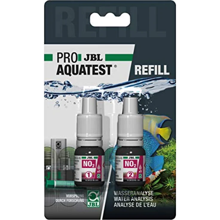 JBL ProAquaTest NO2, Wassertest-Nachfüller für Süß-/Meerwasser-Aquarien und Teiche, 2 Stück (1er Pack), inklusive wiederverschließbare Reagenzien für ca. 50 Tests – Bild 2