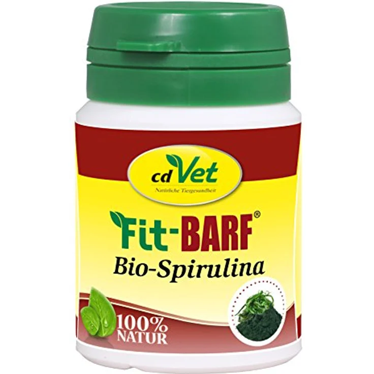 cdVet Fit-BARF Bio-Spirulina 36 g, Nährstoffreiches Ergänzungsfuttermittel für Hunde & Katzen, zur Unterstützung von Darm, Basenbildung und Säurehaushalt – Bild 1