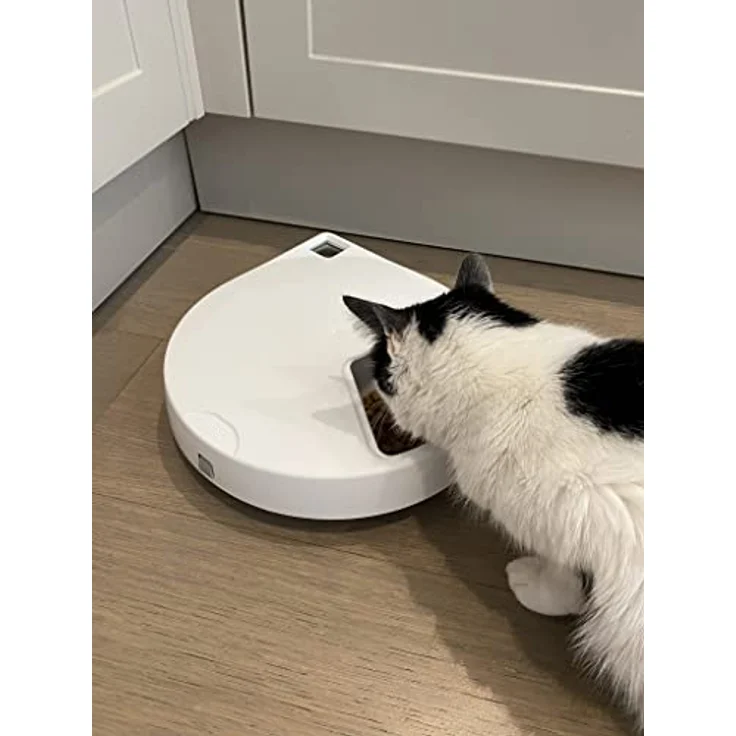 Closer Pets C500 Futterautomat mit digitalem Timer, 5 Edelstahlnäpfen für Katzen und kleine Hunde, 5 Mahlzeiten bis 330 g, inklusive 2 Kühlakkus, Weiß – Bild 3