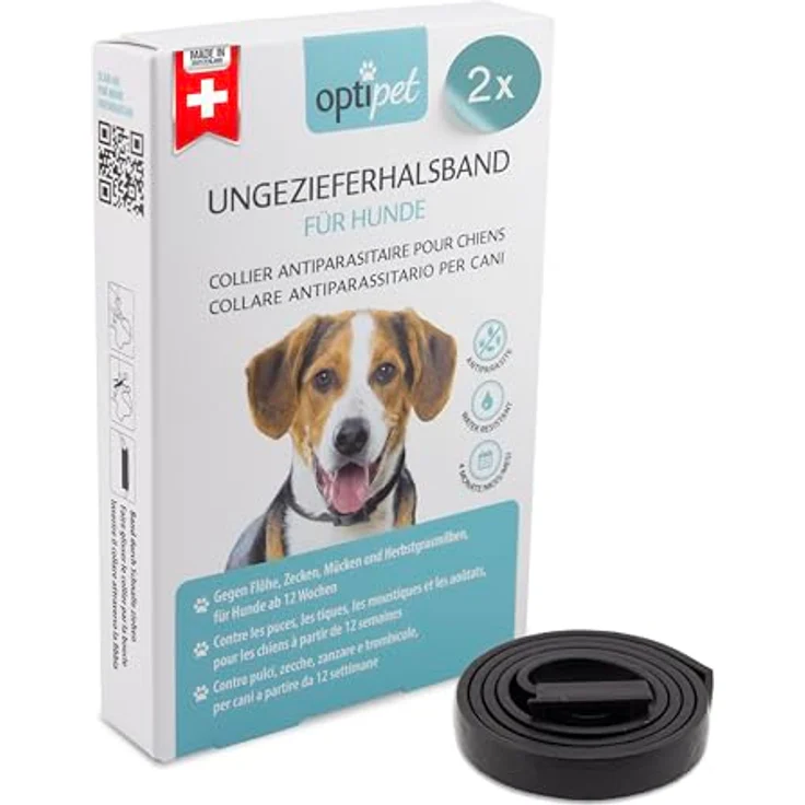 OptiPet 2X Ungezieferhalsband, 4 Monate Schutz gegen Zecken, Flöhe und Milben, für Hunde ab 12 Wochen, 65 cm – Bild 1