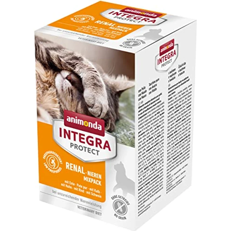 Animonda INTEGRA PROTECT Katzenfutter nass Renal Mix (6 x 100g), Diätalleinfutter mit reduziertem Eiweiß- und Phosphorgehalt, vom Tierarzt empfohlen bei Niereninsuffizienz – Bild 1