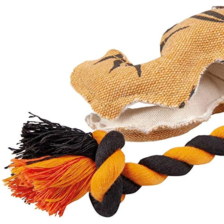 DUVO+ Tierkuscheltier Hundespielzeug Canvas Tiger, robustes Spielzeug aus Baumwolle, 13 x 34 x 15 cm – Bild 3