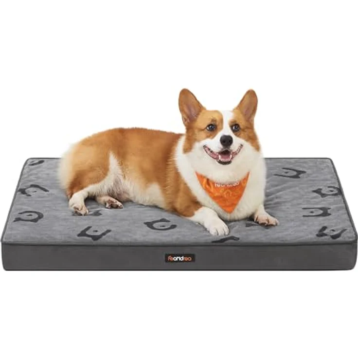 Feandrea Hundebett PGW241G01, waschbares Hundekissen mit abnehmbarem Bezug, wasserdicht, für kleine und Minihunde, Taubengrau, 76 x 51 x 8 cm – Bild 1