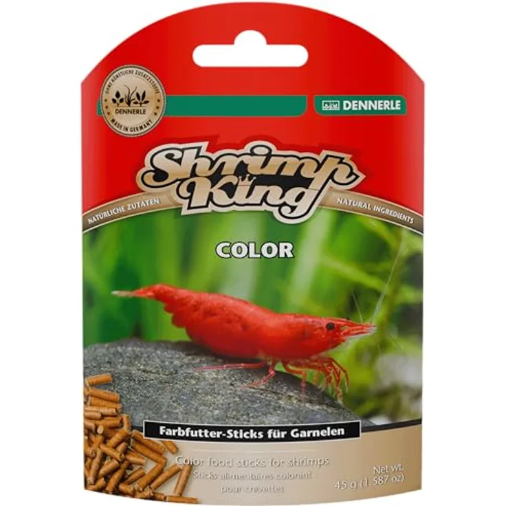 Dennerle Shrimp King Color 45g - Farbfutter Granulat für Süßwasser Garnelen, natürliche Farbverstärkung mit Astaxanthin, Beta-Carotin und Lutein