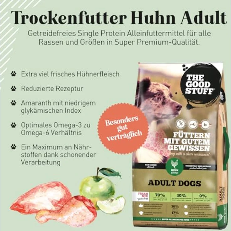 THE GOODSTUFF Huhn (Adult) 12,5 kg, Hochwertiges getreidefreies Hundetrockenfutter mit 70 % Hühnerfleisch, für ausgewachsene Hunde, Super-Premium Qualität – Bild 3