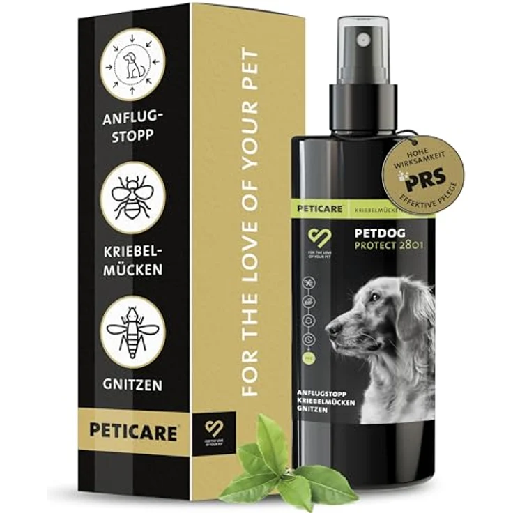 Peticare Anti-Kriebelmücken, Gnitzen Spray für Hunde, effektive Abwehr gegen Sommerekzem, PRS® System für langanhaltende Wirkung, 2801