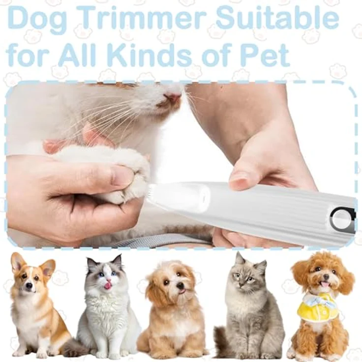 Gowkeey Leise Hundeschermaschine Paw Trim Pro, pflegeleichter Pfotentrimmer mit LED-Licht, wasserdicht und USB-wiederaufladbar – Bild 3