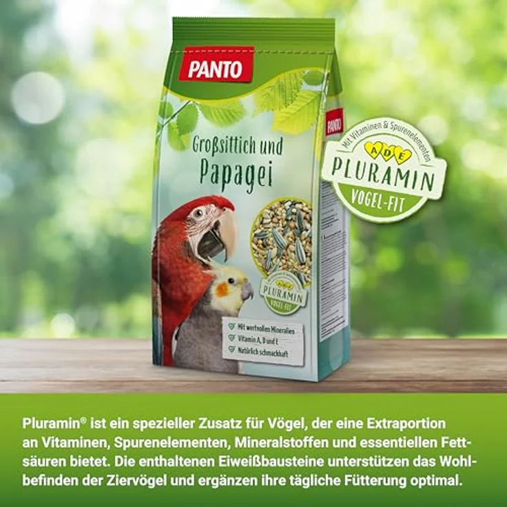 PANTO Großsittich- und Papageienfutter mit Pluramin, 4x2,5 kg - Bunte Saatenmischung mit Sonnenblumenkernen für vitale Ziervögel – Bild 5