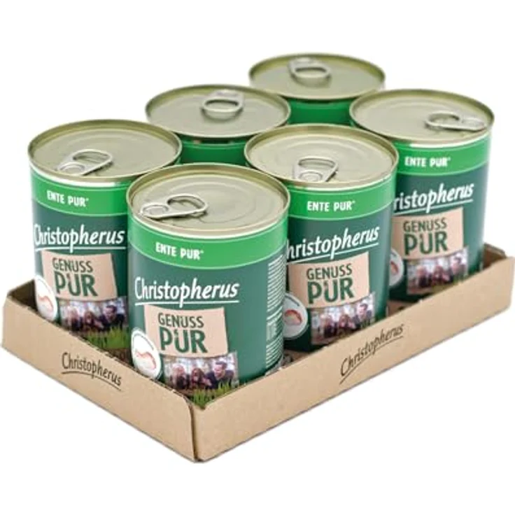 Christopherus PUR Ente, Vollnahrung für Hunde, Nassfutter, 6 x 400 g, getreidefrei, ideal für sensible Vierbeiner – Bild 1