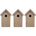 mgc24 Nistkasten - wetterfester Holz-Vogelnistkasten für heimische Wildvögel, 15,5 x 14 x 25 cm, braun, 3er Set