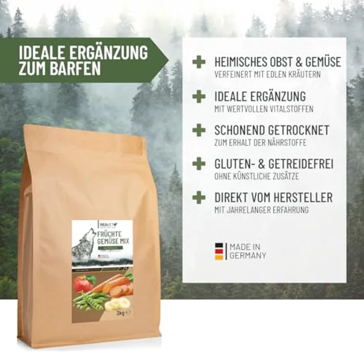 ReaVET Früchte und Gemüse mit Kräutern, 3kg getreidefreie Gemüseflocken für Hunde, BARF Ergänzung, made in Germany – Bild 3