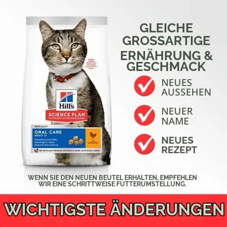 Hill's Science Plan Trockenfutter Katze, Adult, Oral Care mit Huhn, 1,5 kg - Klinisch erprobte Technologie zur Zahnpflege, Omega-6-Fettsäuren und Vitamin E für glänzendes Fell – Bild 3