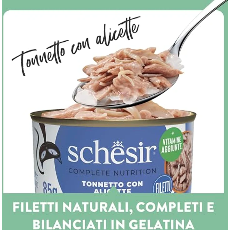 Schesir Natural Thun-Huhn-Reis, Katzen-Nassfutter mit 100% natürlichem Filet, 170 g (2 Dosen à 85 g) – Bild 3