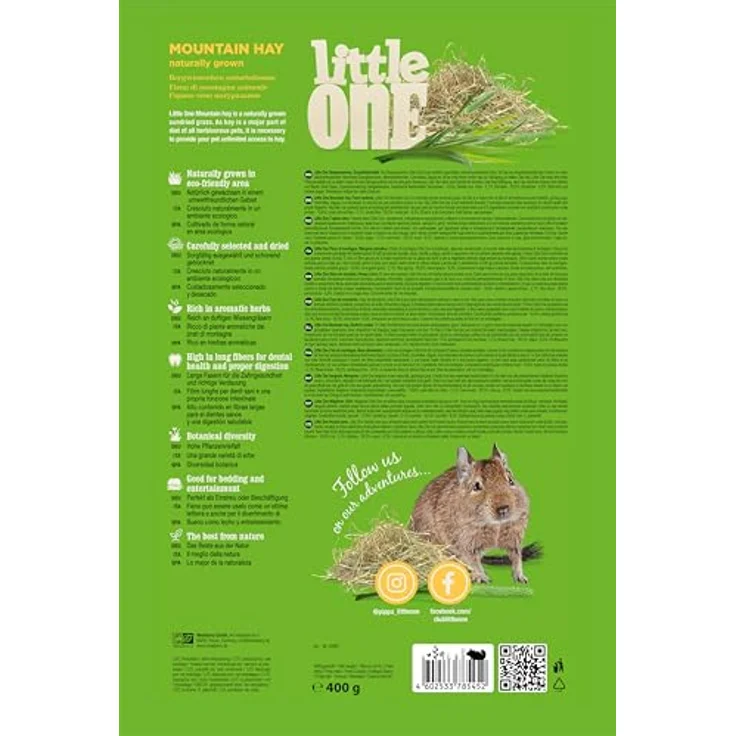 Little One Bergwiesenheu, Faserreiches, Nicht gepresstes Heu für Kleintiere, 1 kg – Bild 5