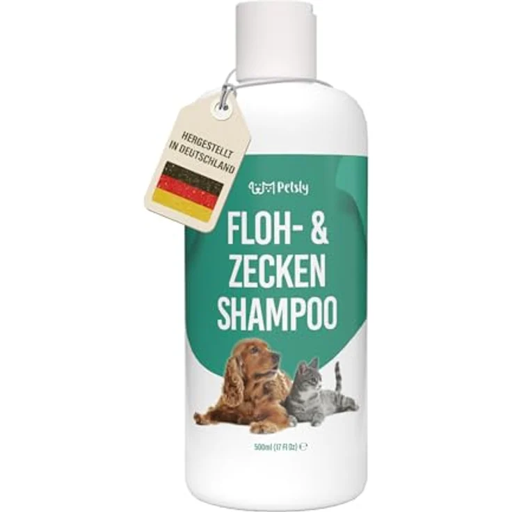 Petsly® Floh & Zeckenmittel für Hunde, 500ml, mit Teebaumöl, natürliches Flohshampoo und sanfter Hautpflege für Hunde und Katzen – Bild 1