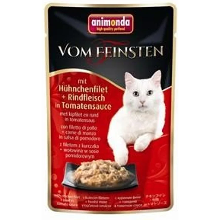 animonda vom Feinsten Hühnchenfilet und Rindfleisch, Proteinreiches Katzen-Nassfutter in Tomatensauce, 18x50g – Bild 2