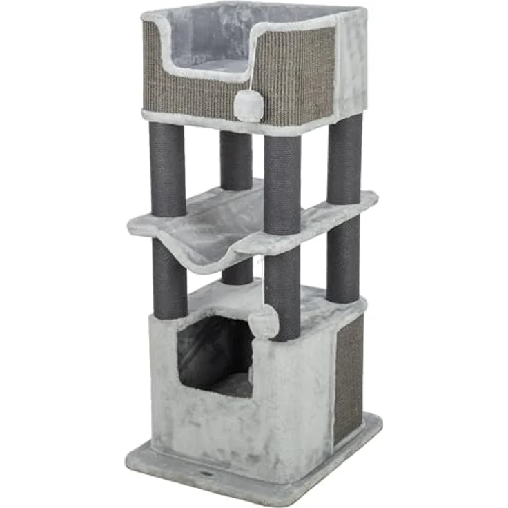 Trixie Kratzbaum XXL Lucano, großer Katzenbaum mit gemütlicher Höhle, 110 cm, grau, komfortabel & stabil für schwere Katzen, 48160 – Bild 1