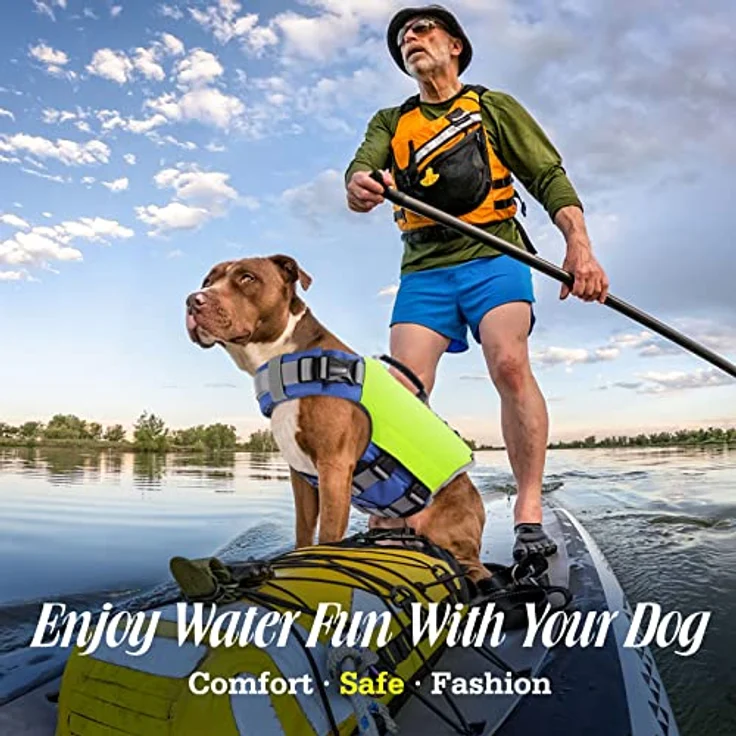Pawaboo Schwimmweste Hund, Einstellbare Rettungsweste mit Starkem Auftrieb und Reflektierenden Streifen, Helles Gelb, Größe S – Bild 3