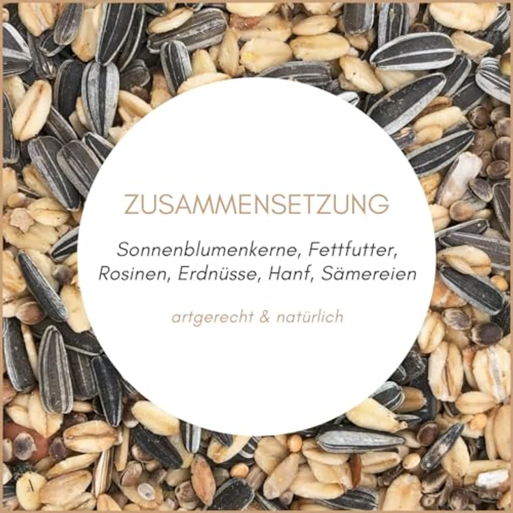 Supravit Winterfutter, Streufutter für Wildvögel 2,5kg mit Sonnenblumenkernen, Erdnüssen, Hanfsamen, Rosinen und mehr, energiereiches Vogelfutter für den Winter, artgerecht und hochwertig – Bild 3