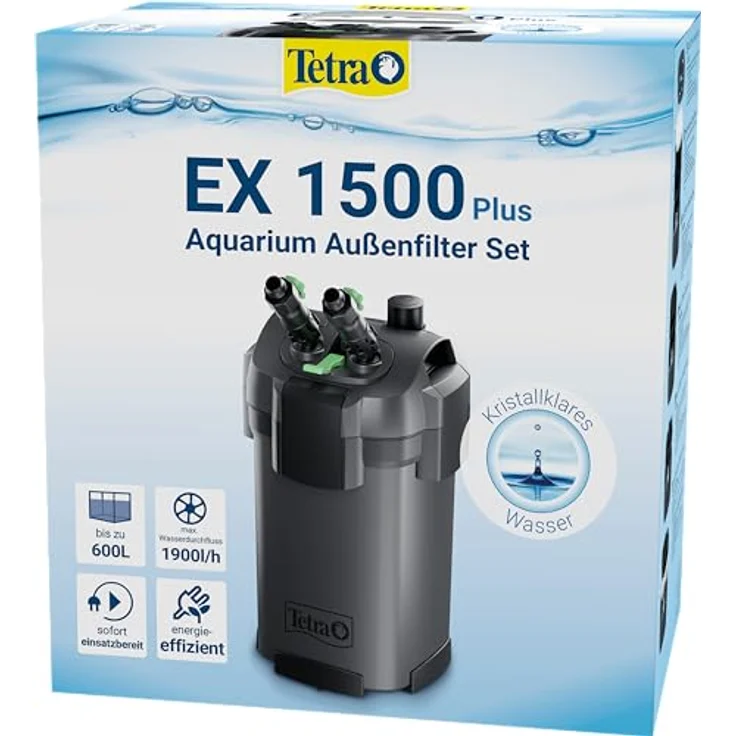 Tetra Aquarium Außenfilter EX 1500 Plus, leistungsstarker Filter für Aquarien bis 600 L, energieeffizient und leise, kristallklares Wasser, Innenbereich – Bild 1
