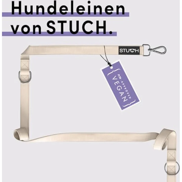 STUCH Hundeleine Multifunktion (7 in 1), Verstellbare Führleine 2m aus robustem Nylon mit gepolstertem Griff, 100% vegan & PETA zertifiziert, Beige, S (1,5cm x 200cm) – Bild 2