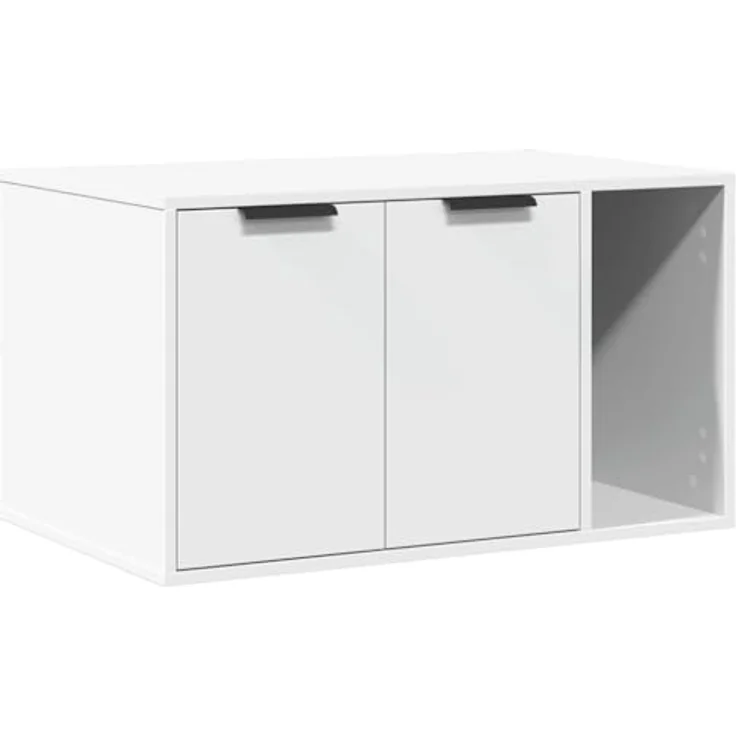 vidaXL Katzentoilette, Katzenklo Weiß 80x50x45 cm Holzwerkstoff, Verstecktes Design, Vielseitig einsetzbar, Individuell anpassbare Installation – Bild 2