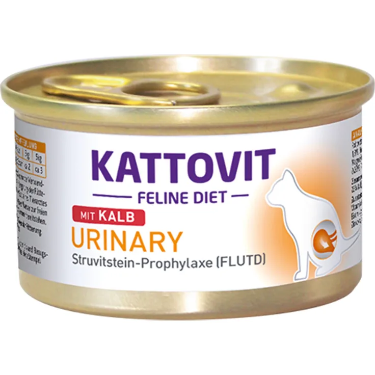 Kattovit Urinary 12 x 85 g - Diät-Nassfutter mit Kalb zur Verringerung von Struvitsteinen, reduzierter Magnesiumgehalt