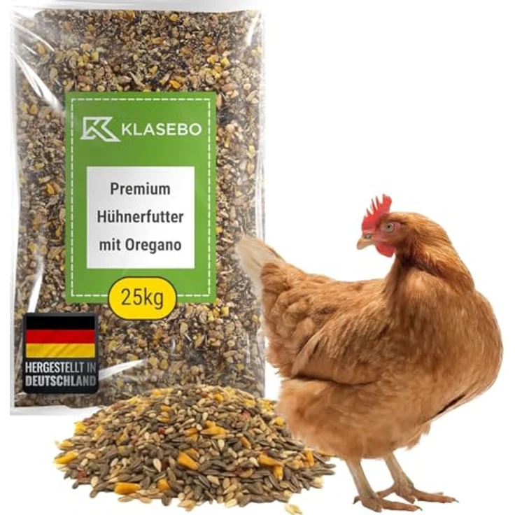 KLASEBO 25 kg Premium Hühnerfutter und Kükenfutter, Legemehl Plus mit Oregano - GVO-frei, nährstoffreich für Hühner, Gänse, Enten – Bild 3