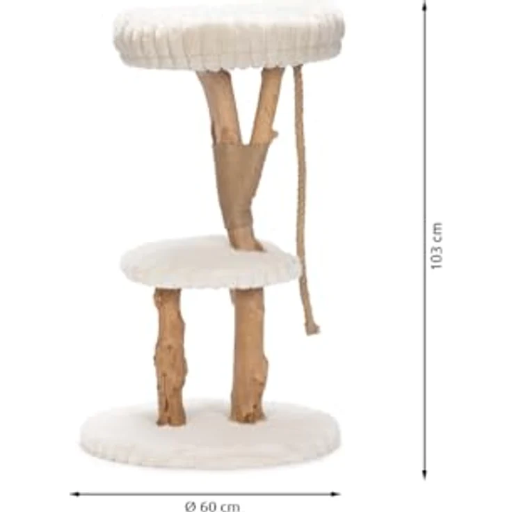 Designed by Lotte Kratzbaum Reya, cremefarben aus Dattel- und Birnbaumholz, für Katzen bis 10 kg – Bild 8