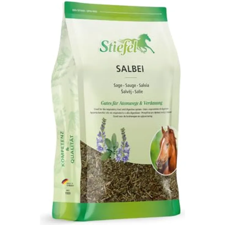 Stiefel Salbei für Pferde, 100% naturbelassener Salbei zur Unterstützung der Atemwege und des Verdauungssystems, 500g