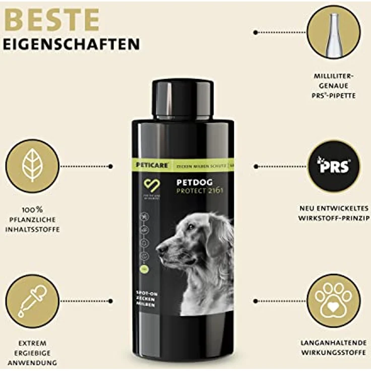 Peticare® PetDog Protect 2161, Zeckenschutz Spot-On für Hunde, pflanzlich, Fipronil-frei, wasserfest, 24h Langzeitwirkung durch PRS® System – Bild 4