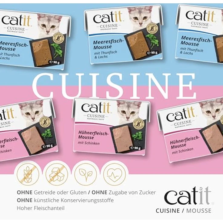 Catit Cuisine Premium Nassfutter für Katzen, Mousse mit Meeresfisch (Thunfisch & Lachs), 90g, getreidefrei, hoher Fleischanteil – Bild 4
