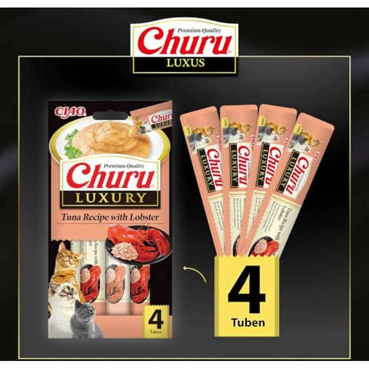 INABA Churu Luxury, Katzenleckerlis mit Thunfisch und Hummer, kalorienarm, 56g – Bild 3