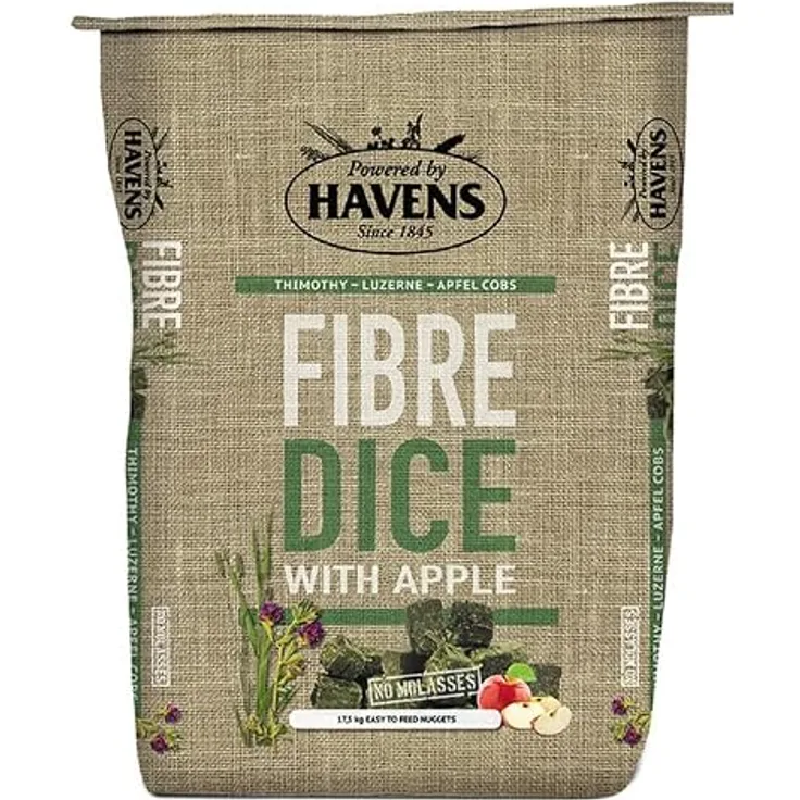 Havens Fibre-Dice, Raufutter-Cobs aus Timothy-Gras, Luzerne und Apfelstückchen, 17,5 kg