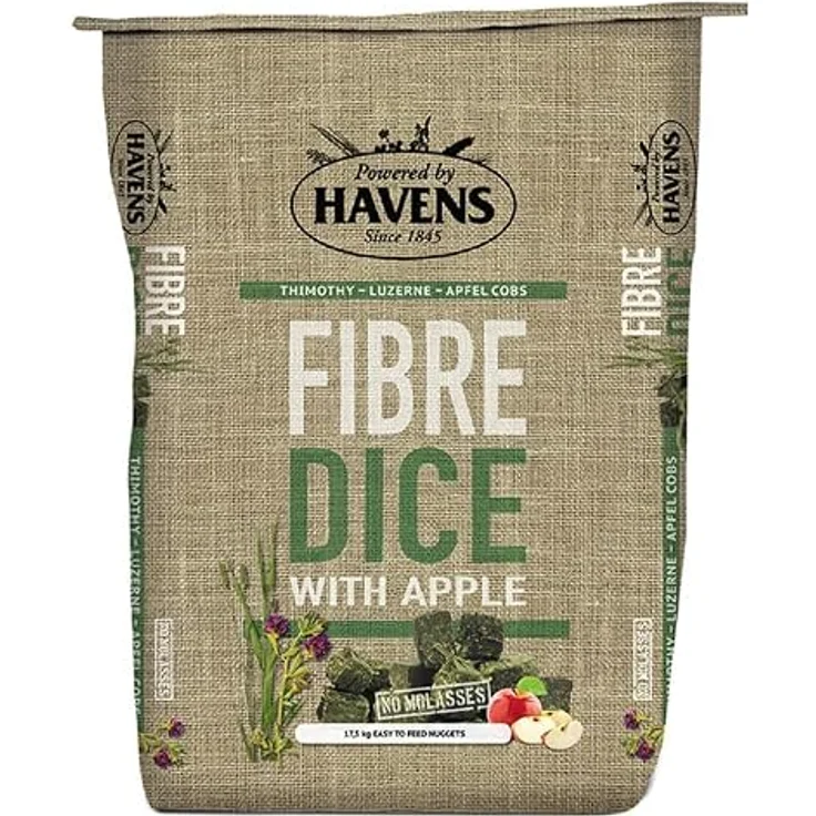 Havens Fibre-Dice, Raufutter-Cobs aus Timothy-Gras, Luzerne und Apfelstückchen, 17,5 kg