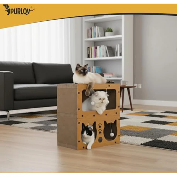 Purlov Kratzbaum, stabiler Kratzbaum für Katzen, einteilige Konstruktion – Bild 6