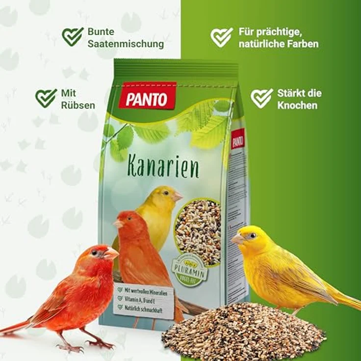 PANTO Kanarienfutter mit Pluramin, 5x1kg - Bunte Saatenmischung ohne Nüsse für gesunde Ziervögel – Bild 2