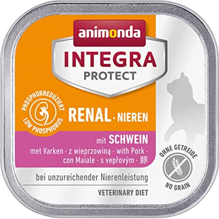 animonda INTEGRA PROTECT Katzenfutter nass Renal (Nieren) Schwein, Diätalleinfutter für erwachsene Katzen, 16 x 100g, vom Tierarzt empfohlen, niedriger Eiweiß- und Phosphorgehalt – Bild 1