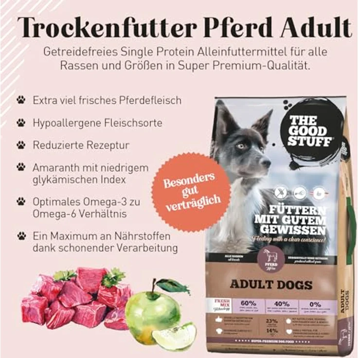 The Goodstuff Adult Pferd, Hunde-Trockenfutter mit hohem Fleischanteil, 12,5kg – Bild 3